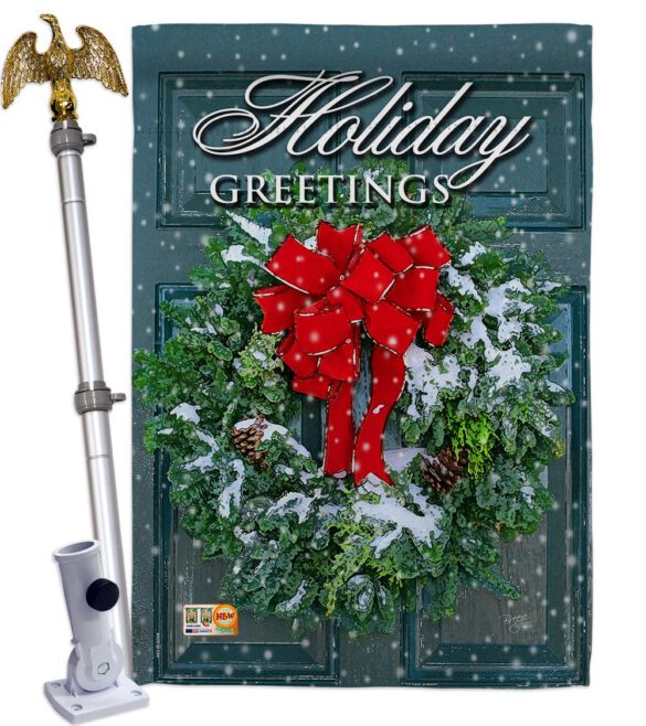 Holiday Greeting Wreath - Winter Wonderland Winter Vertical Impressions Decorative Flags HG114138 Made In USA - Image 13