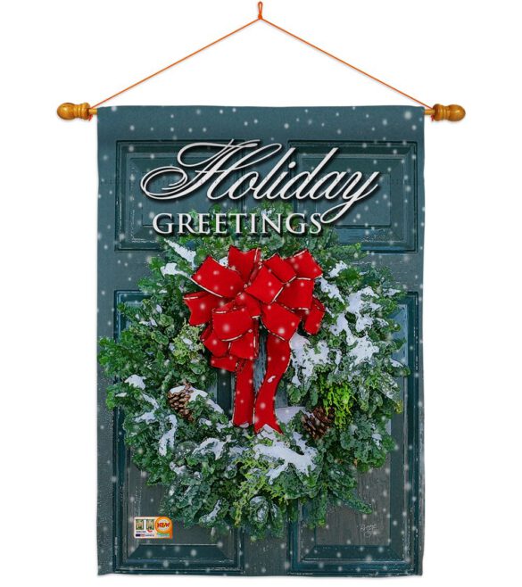 Holiday Greeting Wreath - Winter Wonderland Winter Vertical Impressions Decorative Flags HG114138 Made In USA - Image 14
