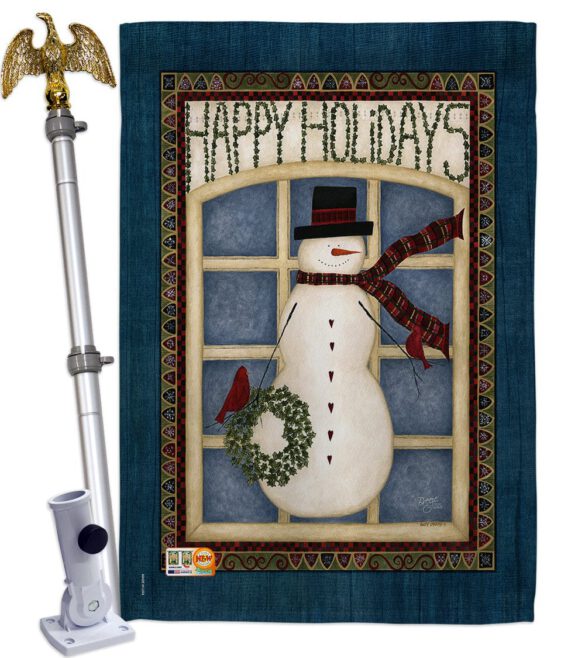 Happy Holidays Snowman - Winter Wonderland Winter Vertical Impressions Decorative Flags HG114164 Made In USA - Image 13