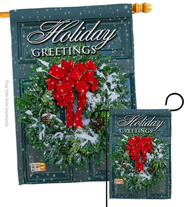 Holiday Greeting Wreath - Winter Wonderland Winter Vertical Impressions Decorative Flags HG114138 Made In USA - Image 3