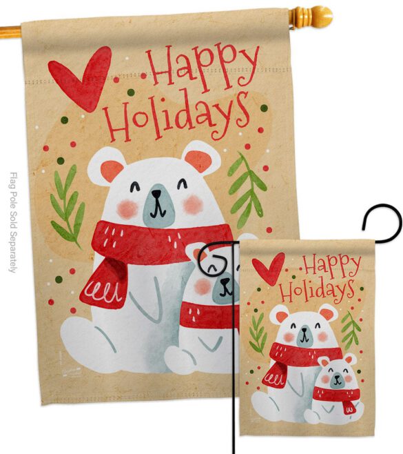 Beary Happy Holiday - Winter Wonderland Winter Vertical Impressions Decorative Flags HG137612 Made In USA - Image 3