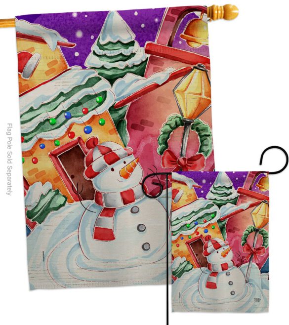 Frosted Snowman - Winter Wonderland Winter Vertical Impressions Decorative Flags HG192292 Made In USA - Image 3