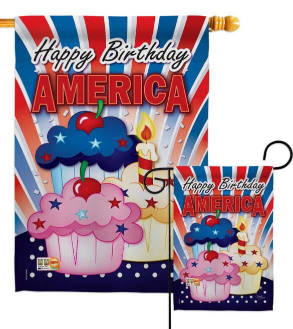 American Cupcake - Fourth of July Americana Vertical Impressions Decorative Flags HG111052 Imported