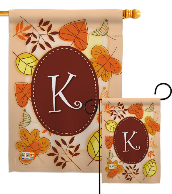 Autumn K Initial - Harvest & Autumn Fall Vertical Impressions Decorative Flags HG130037 Made In USA