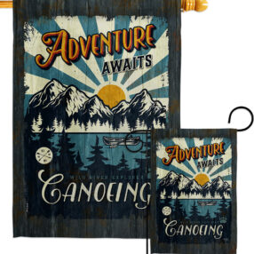 Awaits Canoeing - Hobbies Interests Vertical Impressions Decorative Flags HG109083 Made In USA