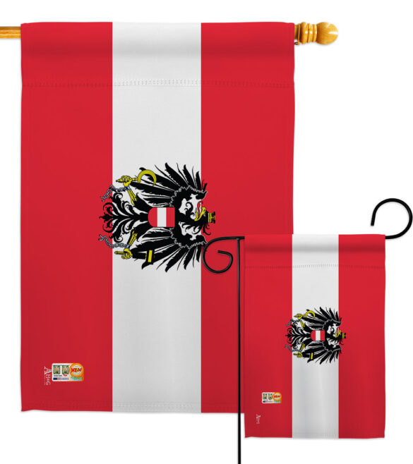 Austria w/Eagle - Nationality Flags of the World Vertical Impressions Decorative Flags HG140016 Made In USA