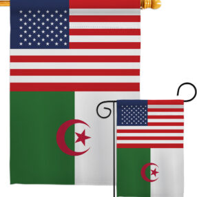 Algeria US Friendship - Nationality Flags of the World Vertical Impressions Decorative Flags HG140274 Made In USA