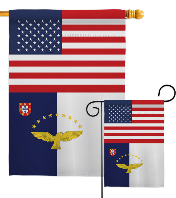 Azores US Friendship - Nationality Flags of the World Vertical Impressions Decorative Flags HG140288 Made In USA