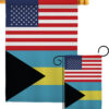 Bahamas US Friendship - Nationality Flags of the World Vertical Impressions Decorative Flags HG140289 Made In USA