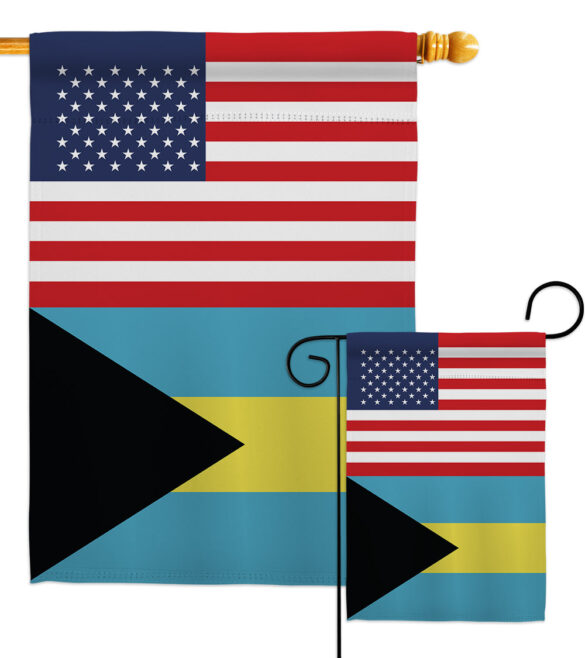 Bahamas US Friendship - Nationality Flags of the World Vertical Impressions Decorative Flags HG140289 Made In USA