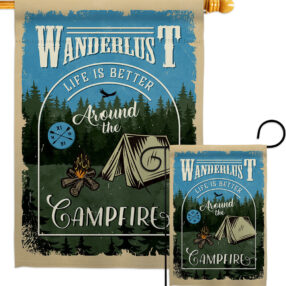 Around the Campfire - Outdoor Nature Vertical Impressions Decorative Flags HG109078 Made In USA