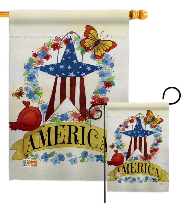 America Banner Star - Patriotic Americana Vertical Impressions Decorative Flags HG111073 Made In USA
