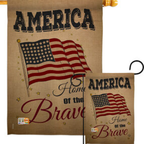 America Home of the Brave - Patriotic Americana Vertical Impressions Decorative Flags HG191083 Made In USA