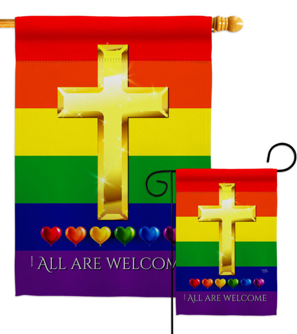 All Are Welcome - Support Inspirational Vertical Impressions Decorative Flags HG115248 Made In USA
