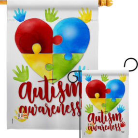 Autism Awareness - Support Inspirational Vertical Impressions Decorative Flags HG192063 Made In USA