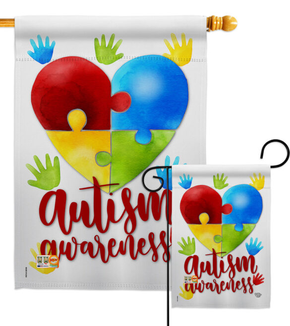 Autism Awareness - Support Inspirational Vertical Impressions Decorative Flags HG192063 Made In USA