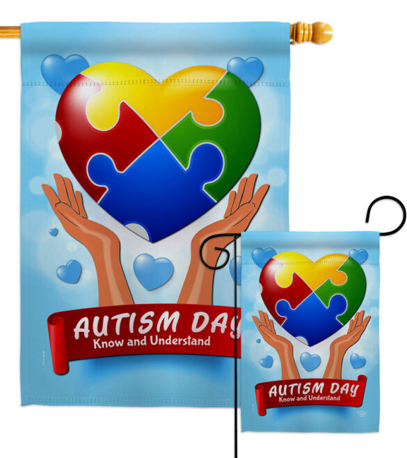 Autism Day - Support Inspirational Vertical Impressions Decorative Flags HG192440 Made In USA